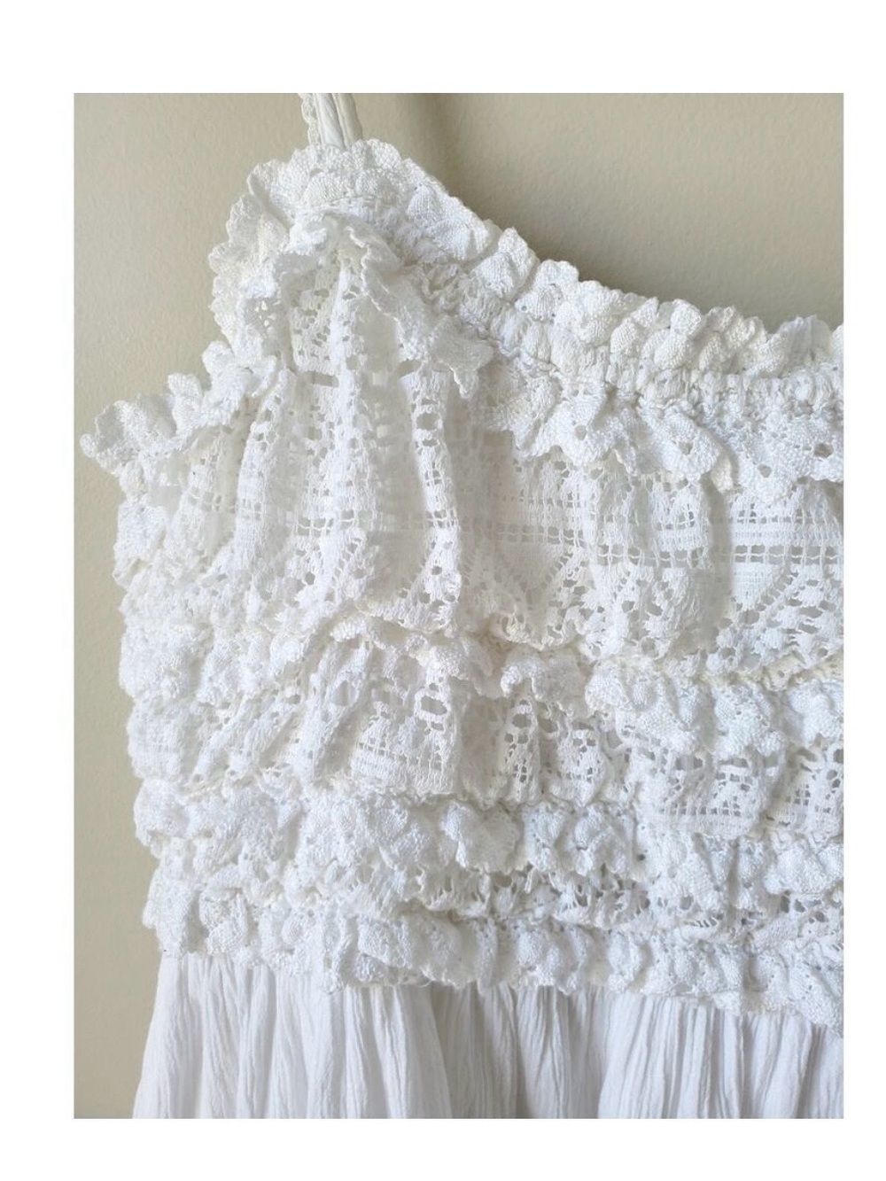 AE White Ruffle Babydoll Sun Mini Dress XL Coquette Cottage Fairy Angel Garden - Picture 2 of 5